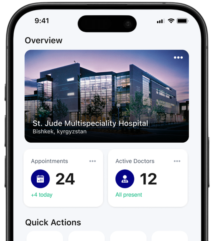 Zenova hospital management interface